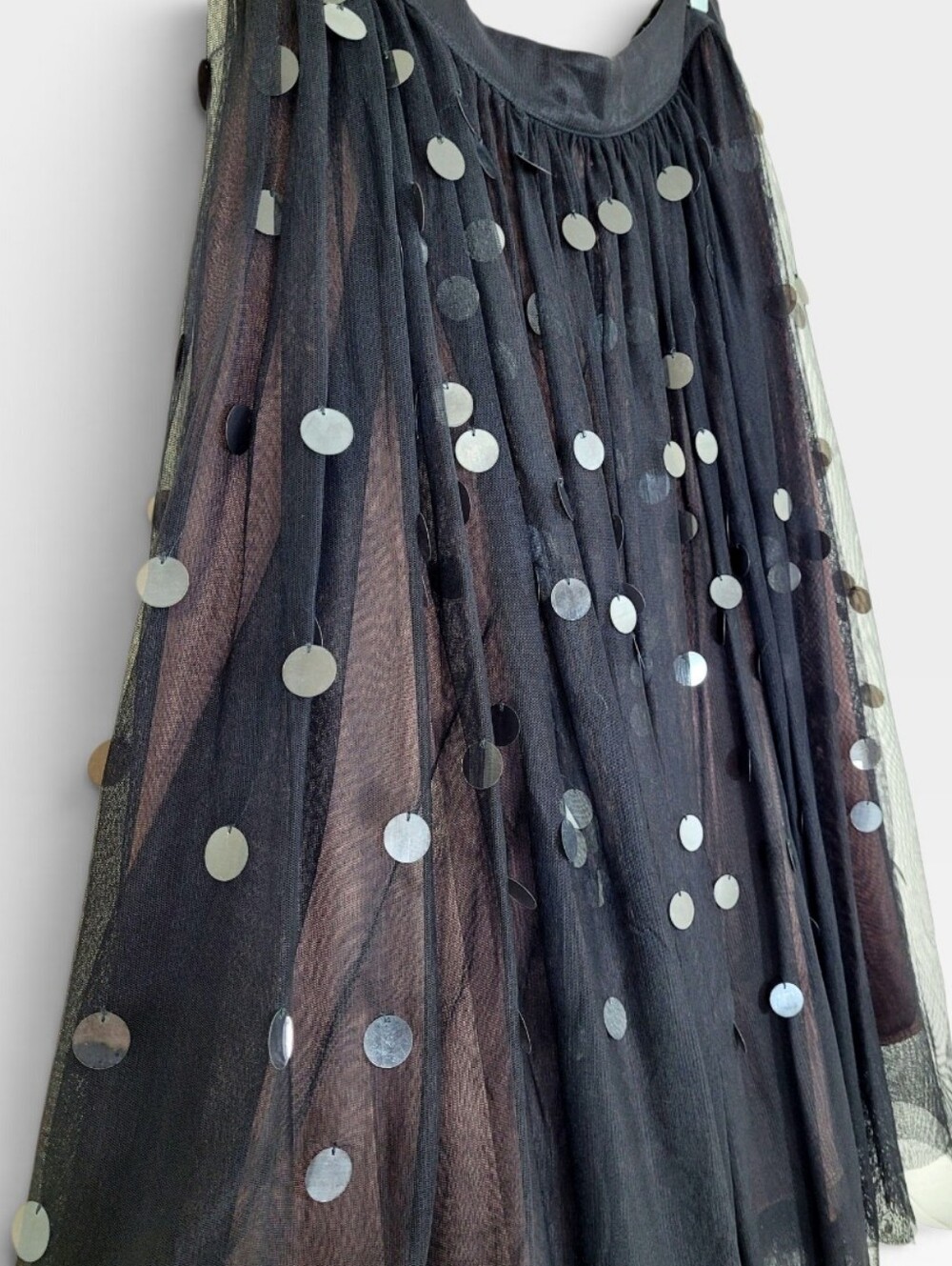 NWT Moulinette Soeurs x Anthro Effervescent Tulle Paillettes Black Midi Skirt 14 - Picture 4 of 11